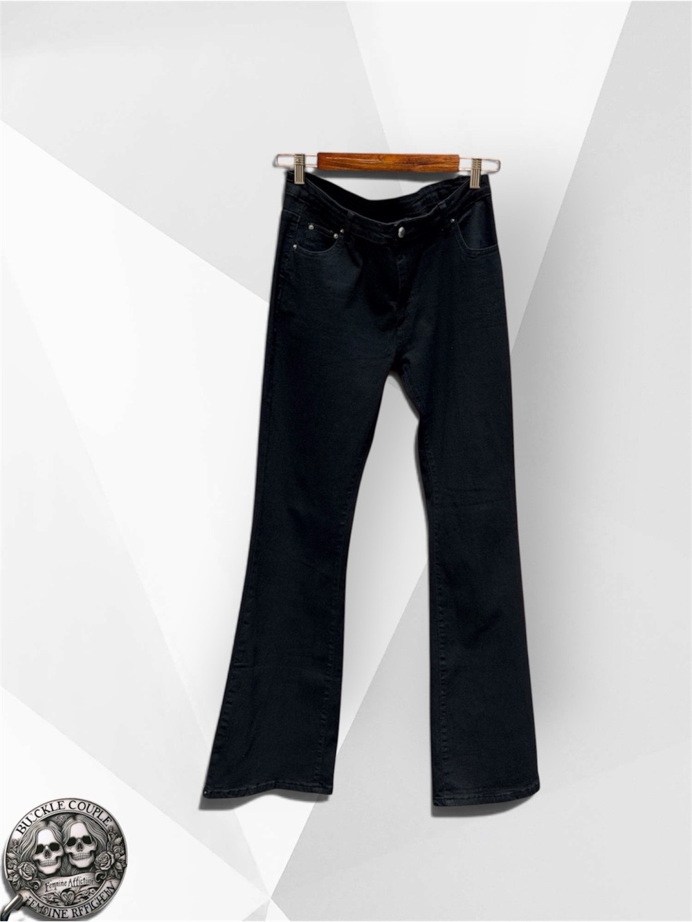 SHEIN Women's Black Flare Leg Jeans Size Large